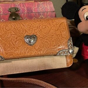 Western / SW design Crossbody purse small, tooled leather.